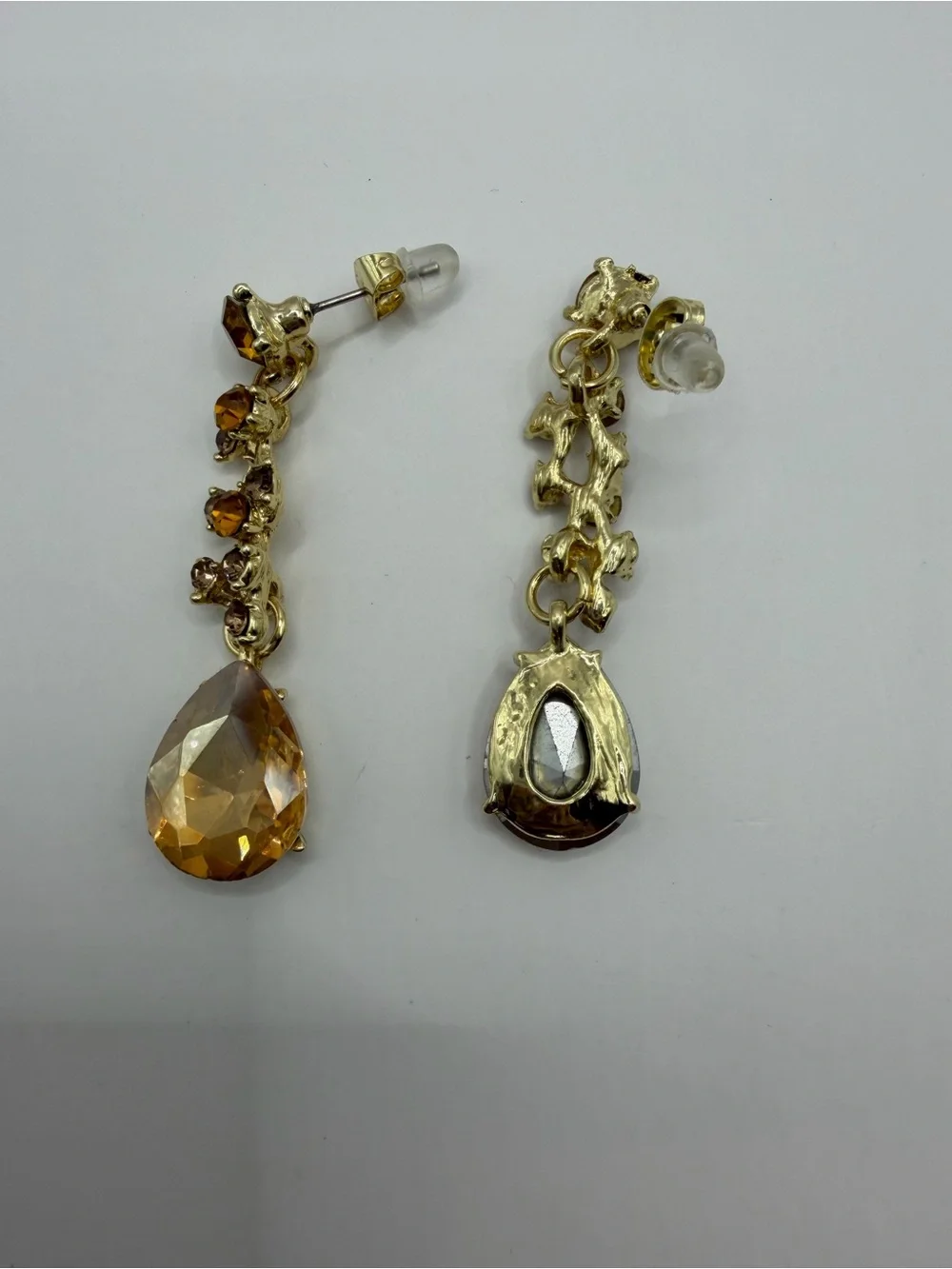 Champagne Crystal Chandelier Earrings | Vintage Topaz Rhinestone Drop Earrings
